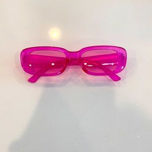 1 new pair of pink rectangular sunglasses